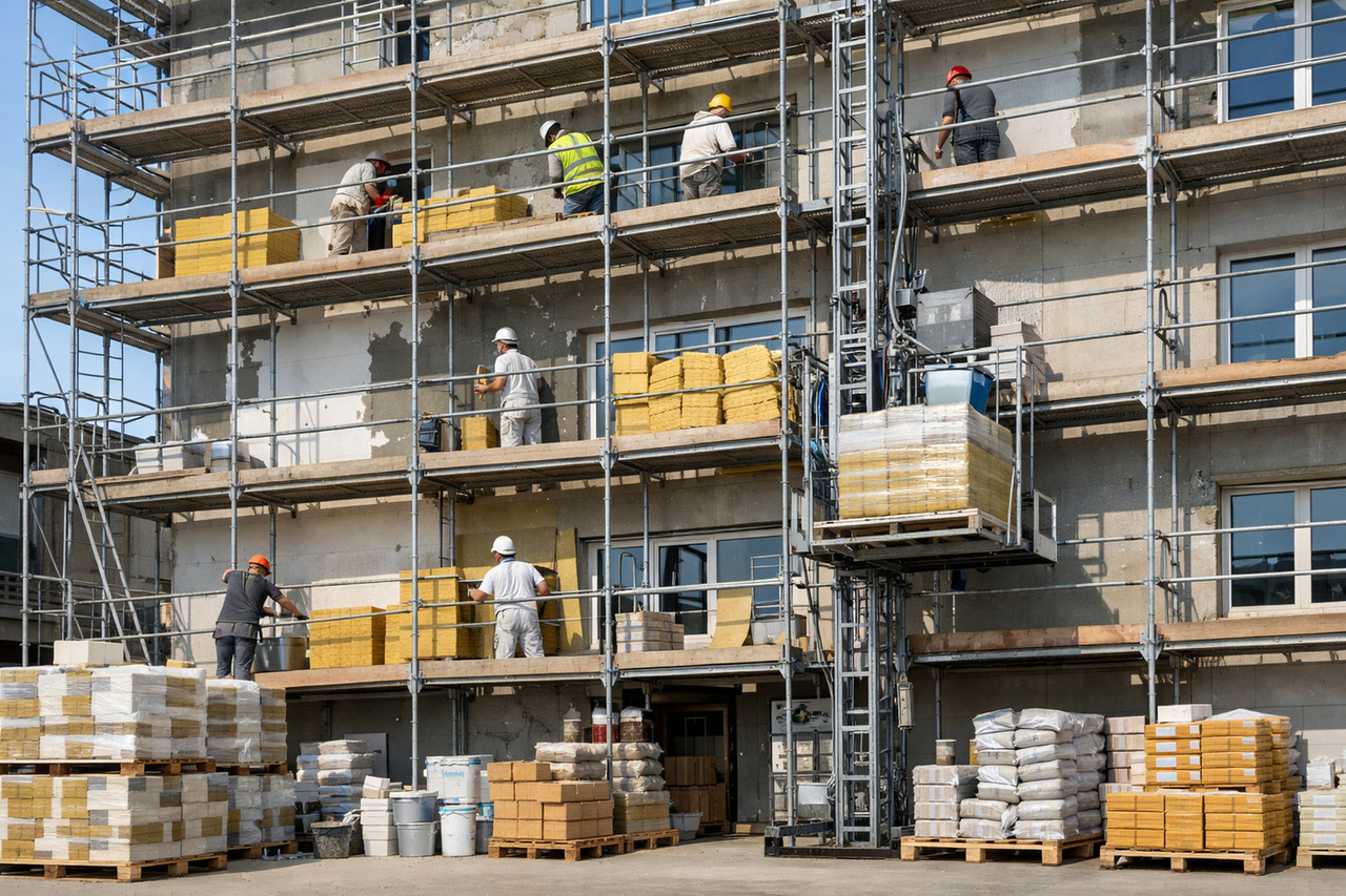 Подготовка лесов к фасадным работам