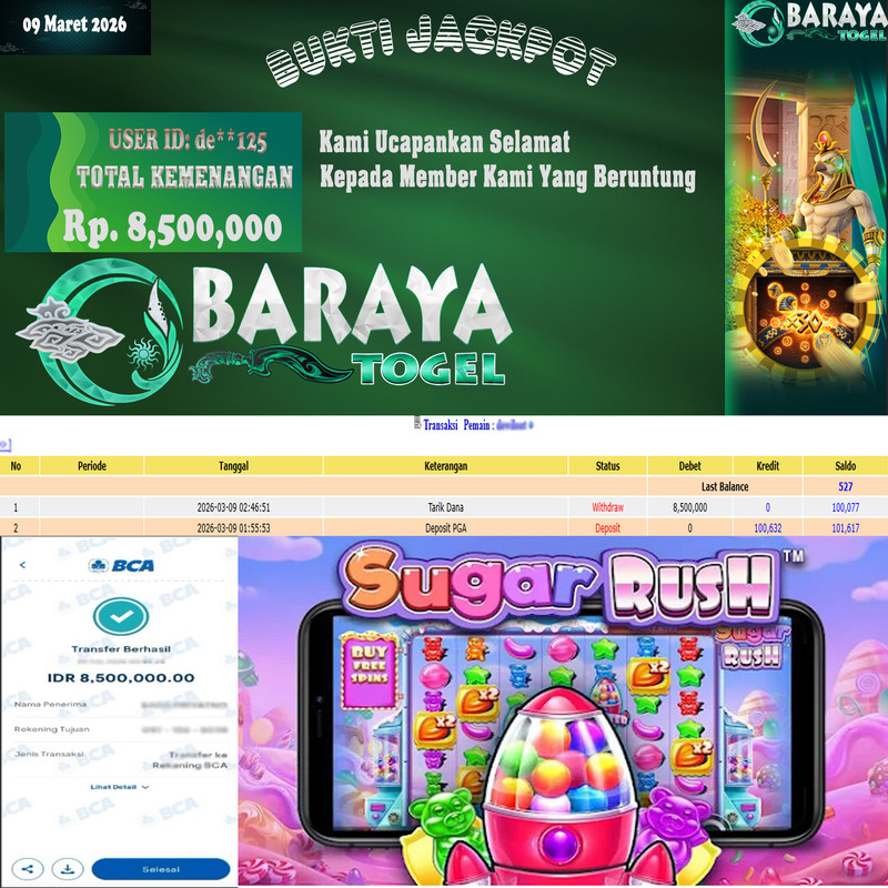 Rp. 8.500.000.- WD LUNAS DI BARAYATOGEL