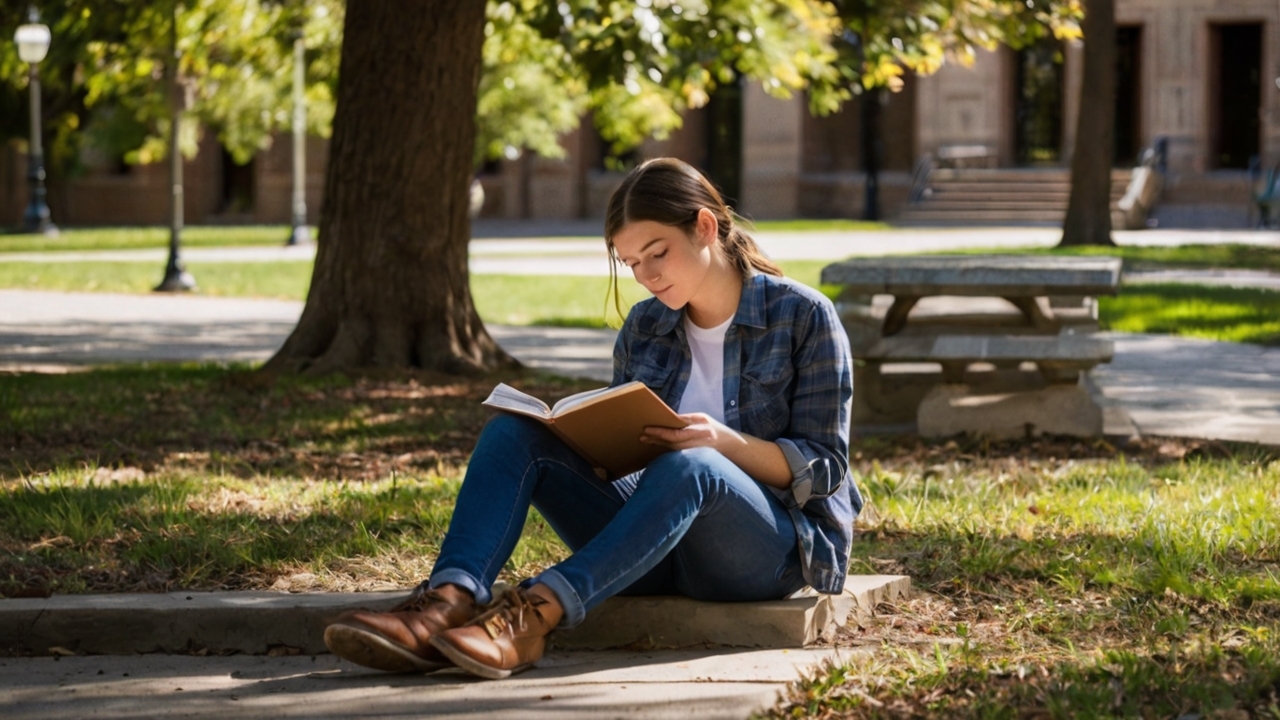 Студент-педагог читает книгу