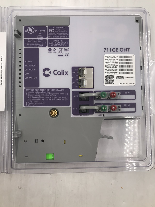 CALIX 380-00465 R10 711GE ONT BVM9900ARG CALIX 380-00465 R10 711GE ONT BVM9900ARG