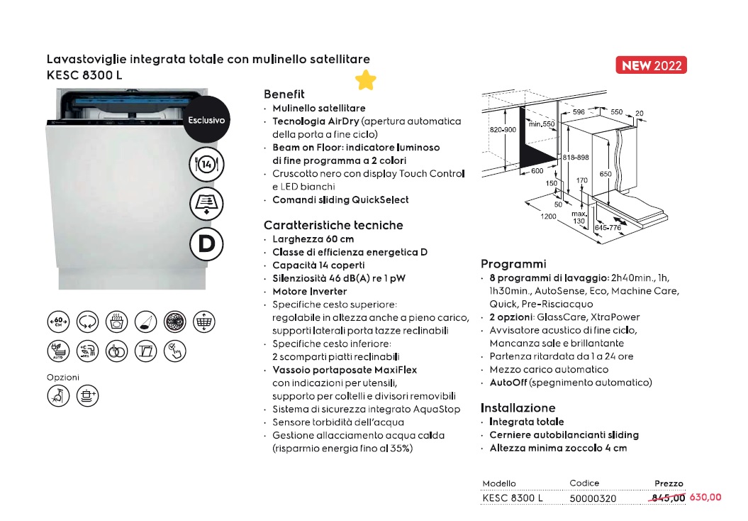 lavastoviglie electrolux KESC8300L