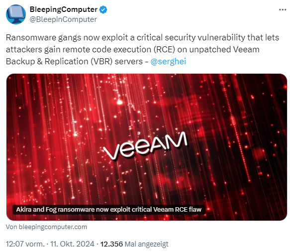 Ransomware attacks on Veeam 