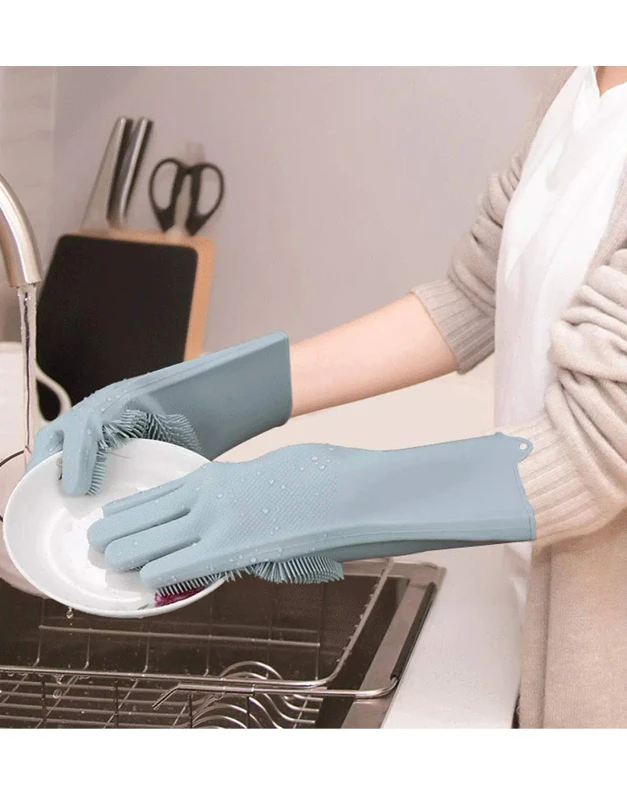 Pair Silicone Kitchen Gloves – Built-in Scrubbers, 450°F Heat-Safe, 2 Count
