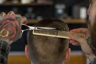 A person getting a haircut