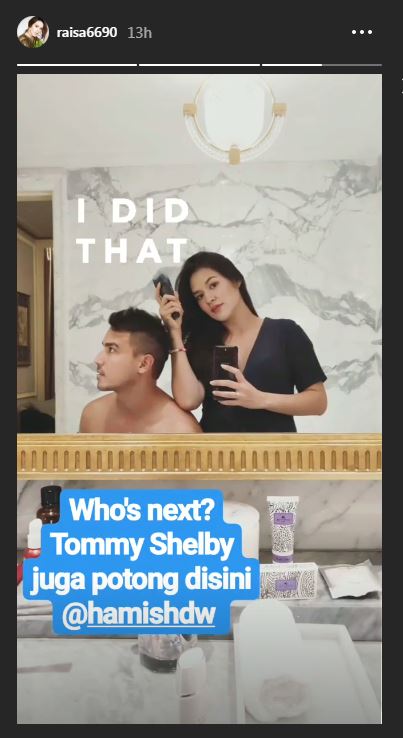Hasil akhir rambut Hamish Daud yang dicukur oleh Raisa