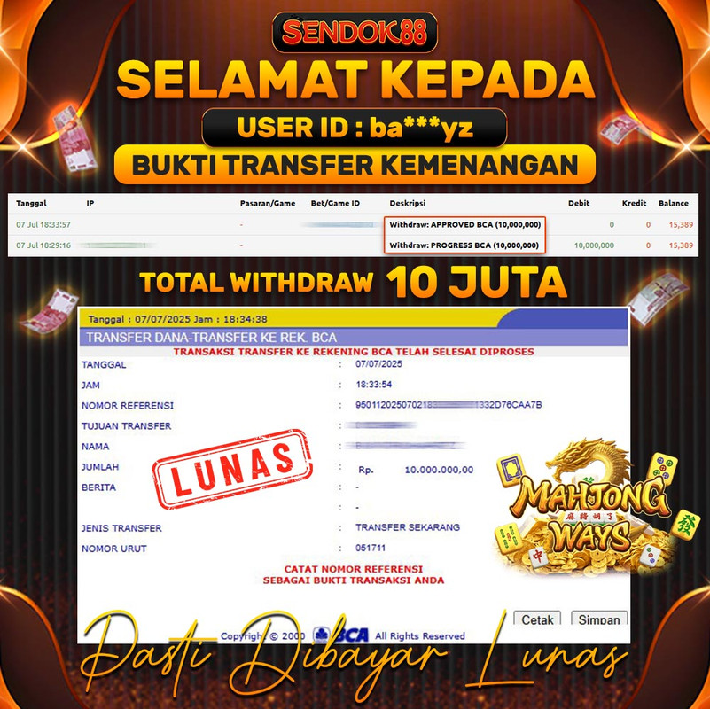SENDOK88 JEPE! MAHJONG WAYS Rp 10.000.000,- LUNAS!