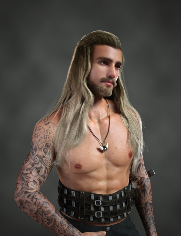 Antonio dForce Long Hair and Beard for Genesis 8 and 8.1 Male and Genesis 9