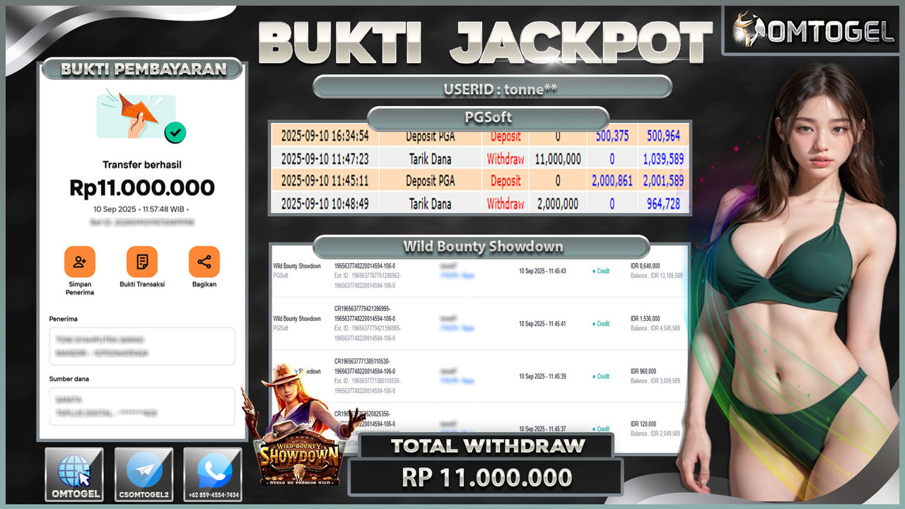 OMTOGEL JACKPOT PGSOFT WILD BOUNTY SHOWDOWN 11 JUTA DI BAYAR LUNAS ,-