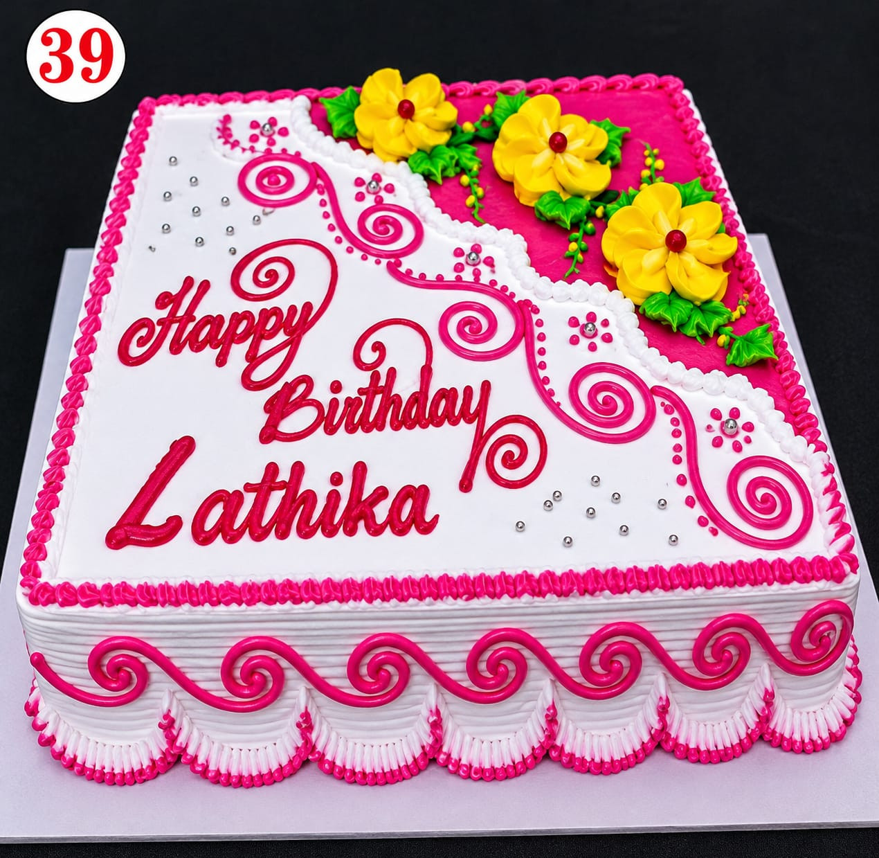 39 Pink & White Birthday Cake 3 পাউন্ড