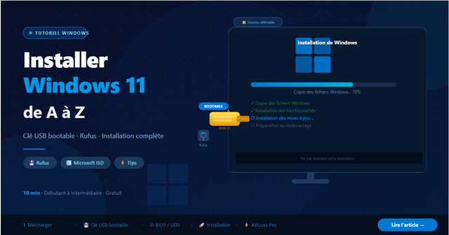 🖥️ Installer Windows 11 de A à Z : Clé USB Bootable, Rufus & Astuces Pro
