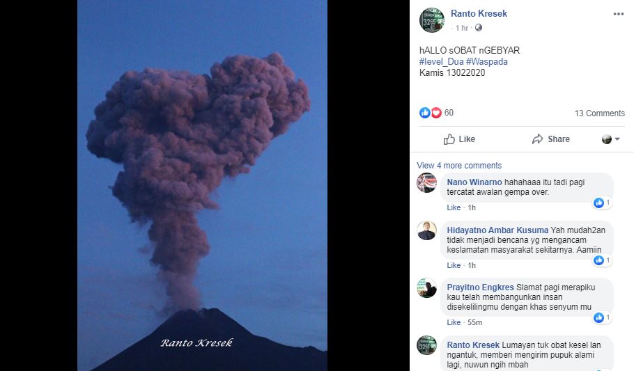 Unggahan Erupsi Merapi oleh warga 