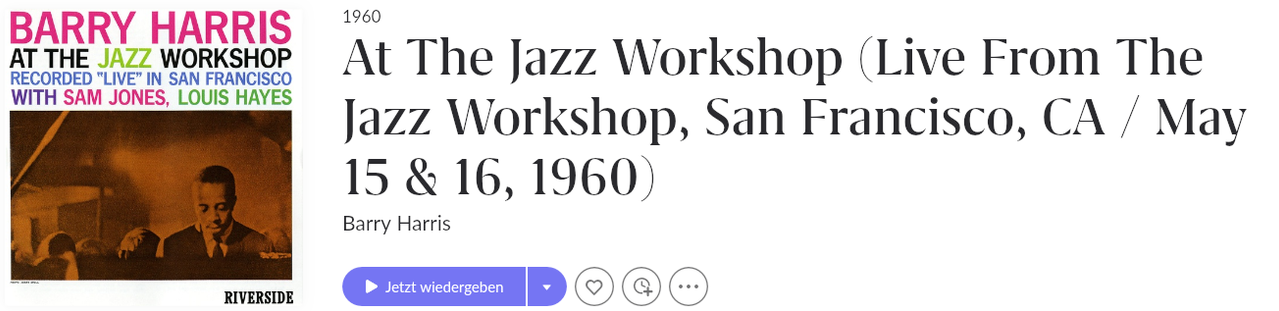 Barry Harris At the Jazz Workshop
