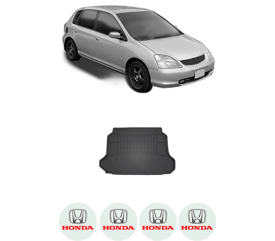 Tavita Portbagaj HONDA CIVIC VII Hatchback (EU, EP, EV) din 2000-2005, Protectie Portbagaj Auto, 4x Stickere auto cu HONDA