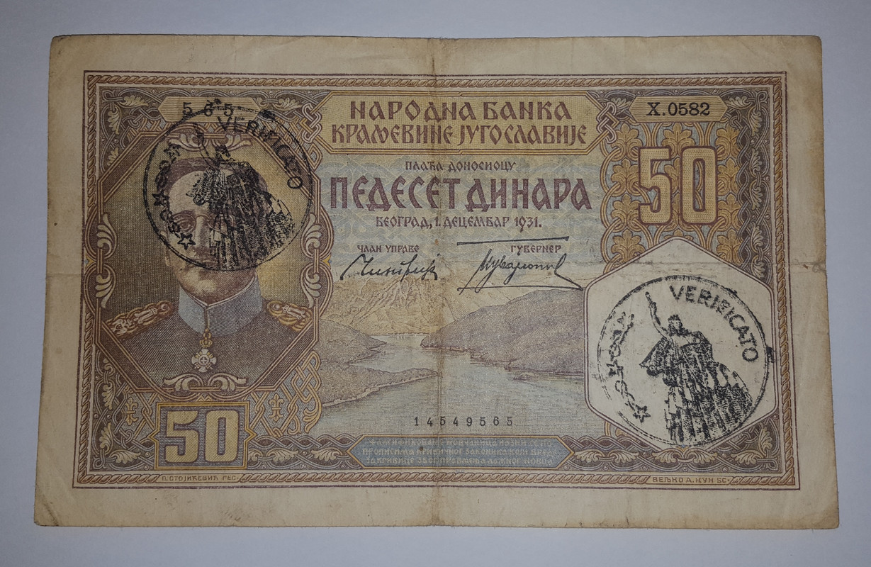 50 dinares 1931, Reino de Yugoslavia, la ocupación de Montenegro SGM 20220301-002105