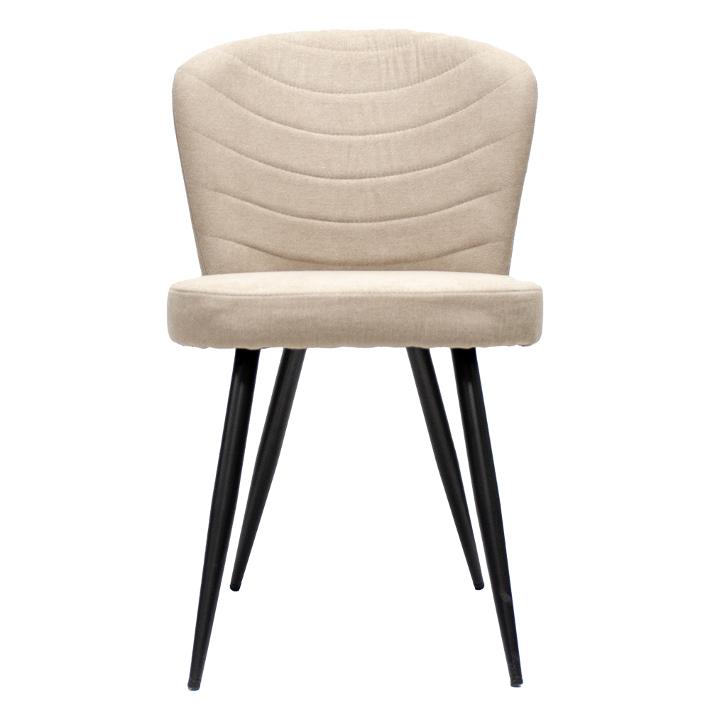 Silla de visita Starken con asiento y respaldo acolchados de color crema y estructura de metal.