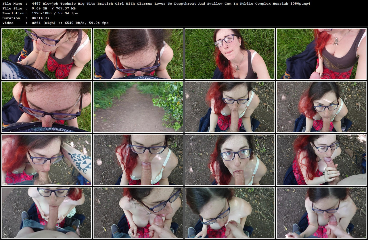 4487 Blowjob Technic Big Tits British Girl With Glasses Loves To Deepthroat And Swallow Cum In Publi