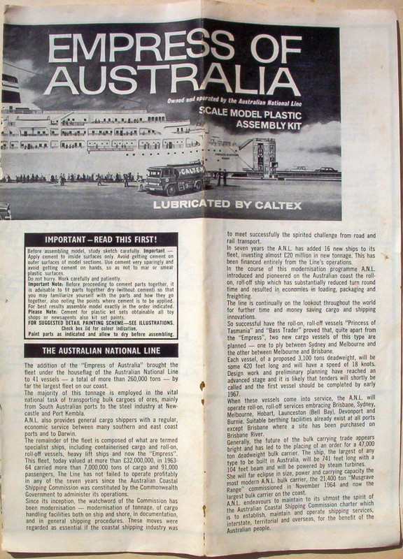 Toltoys-Caltex 350 Empress Of Australia Instructions
