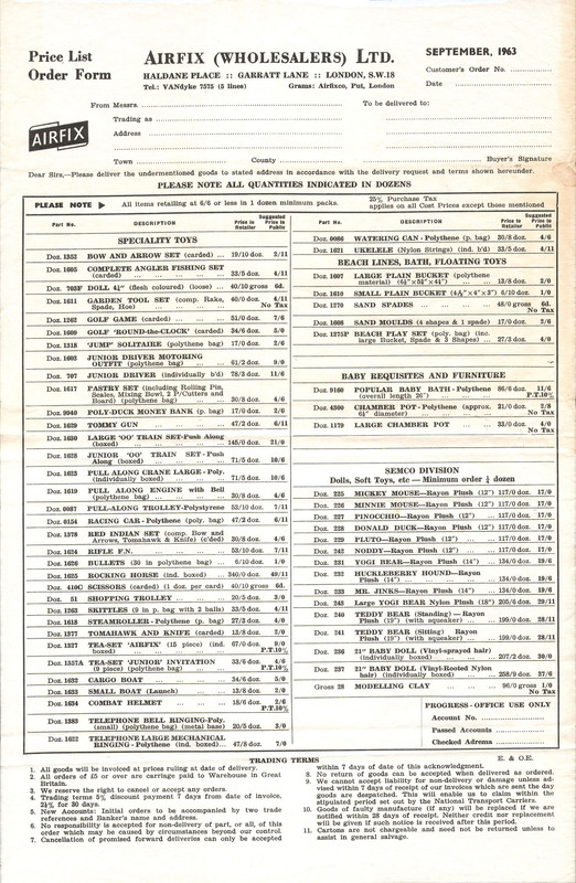 Order Form September 1963