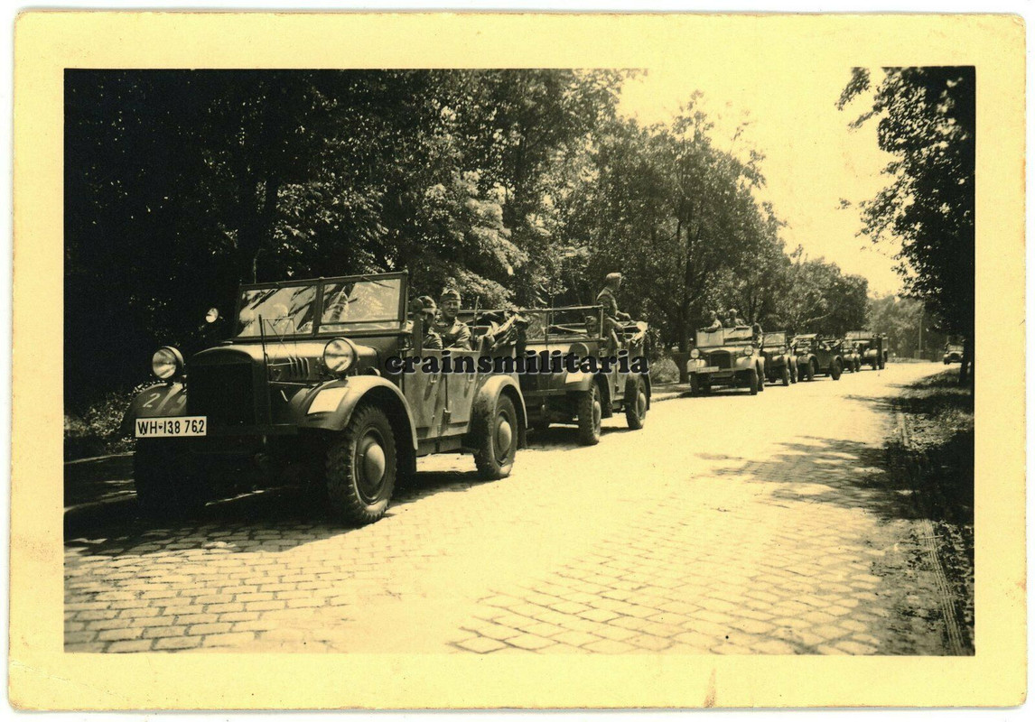 Orig. Foto Heer Einheits-Pkw Kübelwagen Kolonne b. RADOMSKO Zwolen Polen