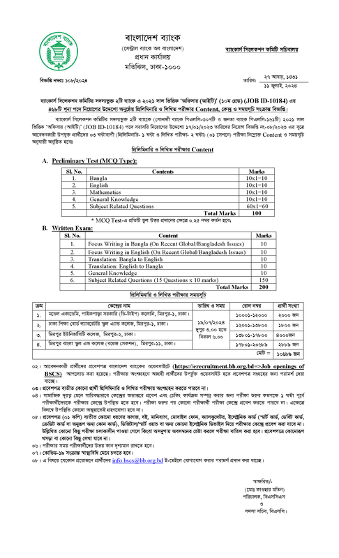 Combined Bank Officer (IT) Exam Date 2024 PDF