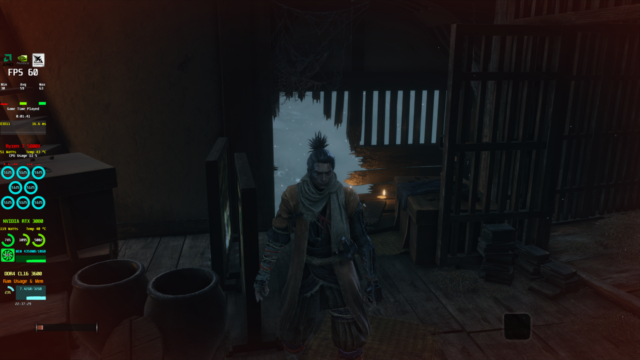 SEKIRO  SHADOWS DIE TWICE AMD 5800X 5125 Mhz