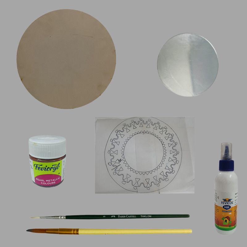 Warli Painting on Wall Mirror DIY Kit 