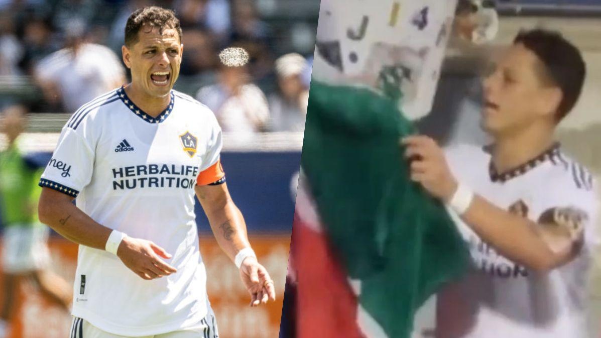 Chicharito Hernández desprecia y tira la Bandera de México al piso