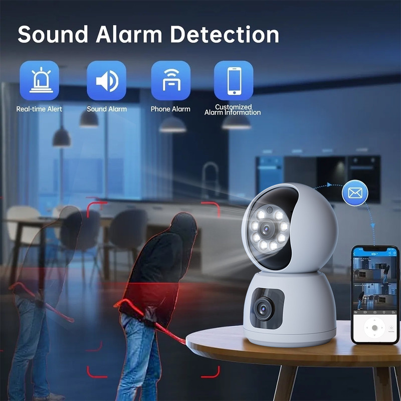 Cámara Vigilancia WiFi Interior 4K HD, Cámara Vigilancia Domicilio WiFi con WiFi 360° Cámara de Seguridad para bebé, Perro, Visión Nocturna, Seguimiento Automatico, Detección AI，Audio Bidireccional - details 7