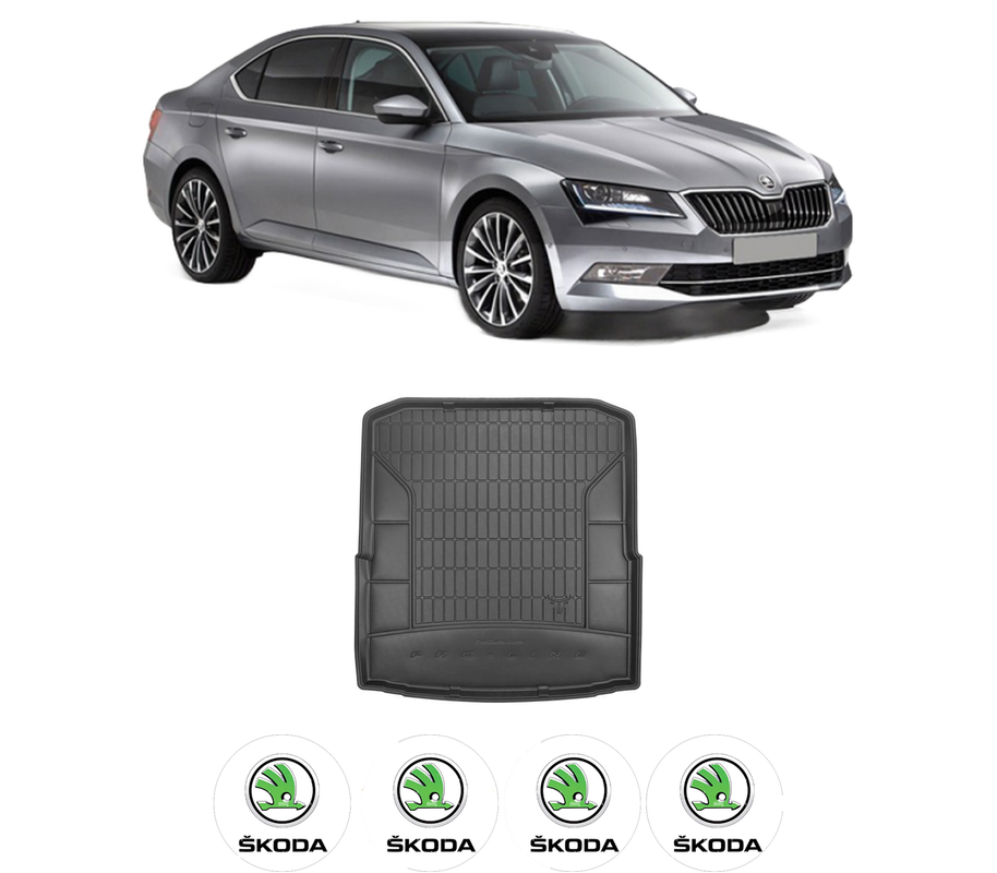 Tavita Portbagaj SKODA SUPERB III (3V3) din 2015-2024, Protectie Portbagaj Auto, 4x Stickere auto cu SKODA