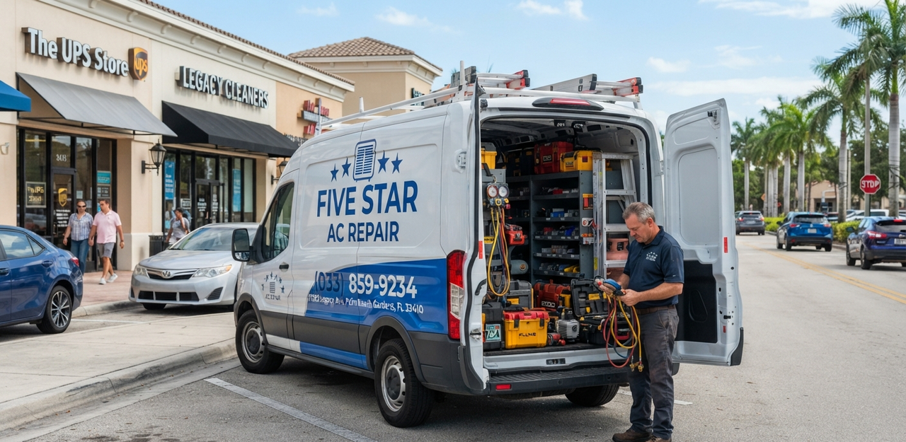 Five Star AC Repair service van on site