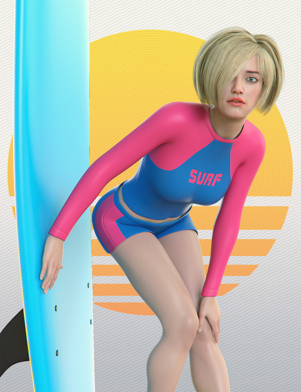 Surfer Girl Outfit and Surfboard for Genesis 8 Female Surfer Girl Outfit and Surfboard for Genesis 8 Female