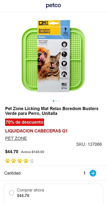 Petco Pet Zone Licking Mat Relax Boredom Busters Verde para Perro, Unitalla 
