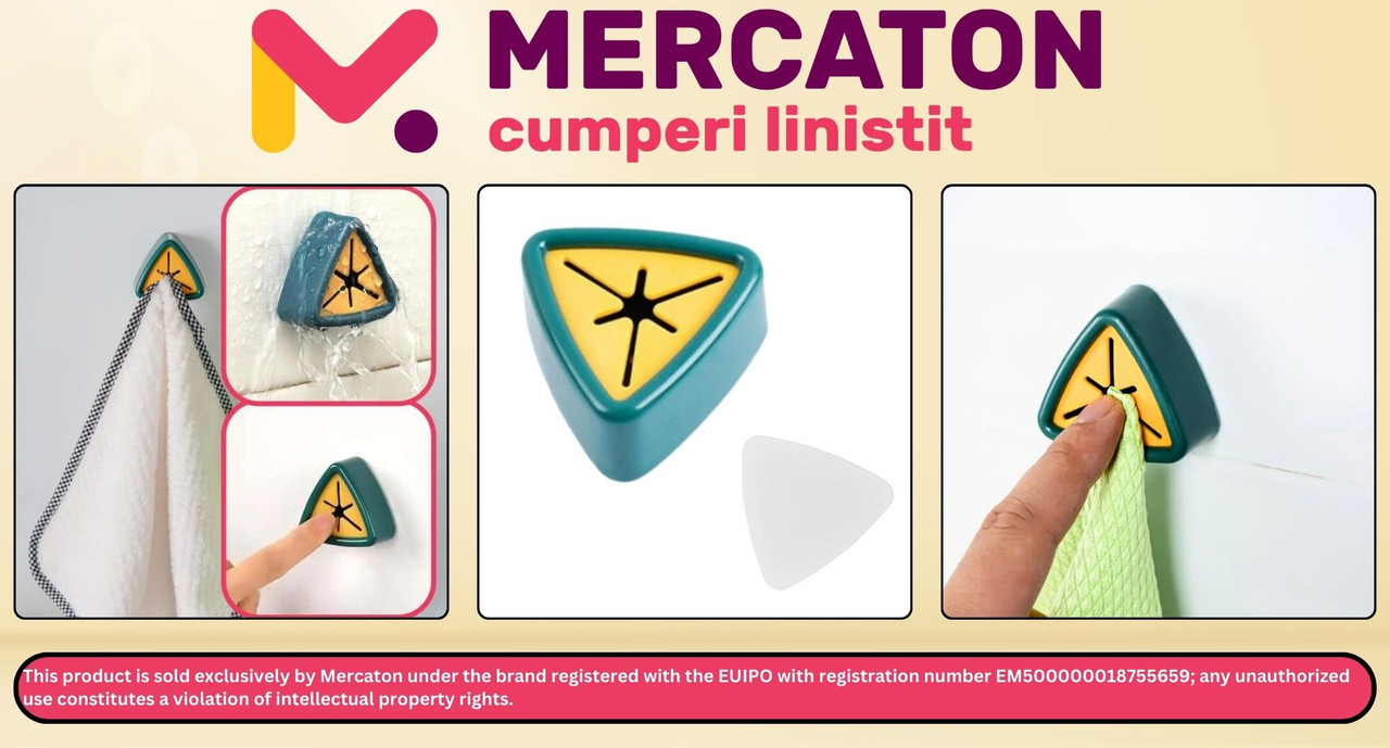 Suport Autoadeziv Mercaton pentru Prosoape, Plastic, Tip Agatatoare