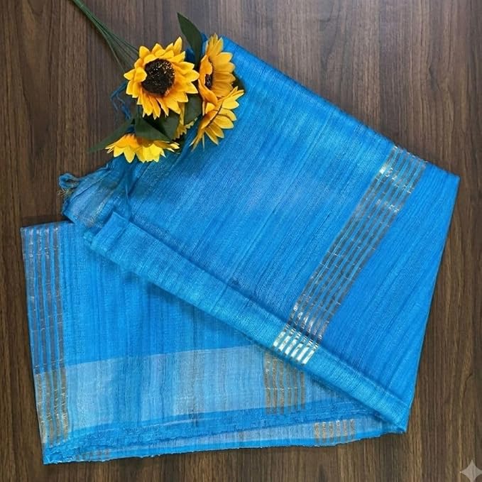 Women's Traditional Gheecha Silk Saree with Unstitched Blouse Piece