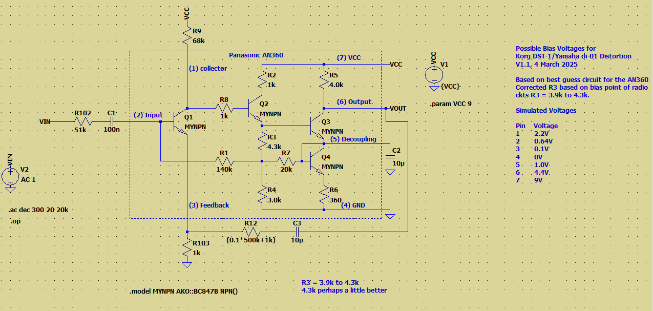 yamaha di-01 distortion - bias points V11 (guess AN360 ckt)
