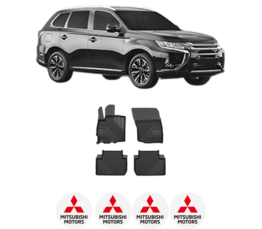Set covorase presuri MITSUBISHI OUTLANDER III Van (GF_W, GG_W) din 2013-2018, auto, din cauciuc thermoplastic, 4 Stickere auto cu MITSUBISHI