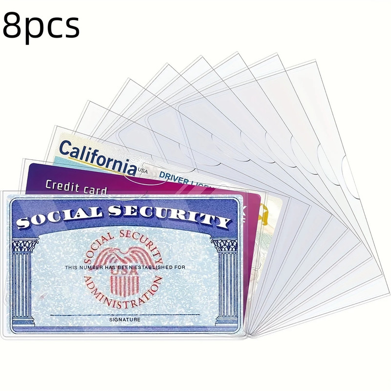 8 Pcs Pack Social Security Card Protector Plastic Credit Card Sleeves Cards Protectors