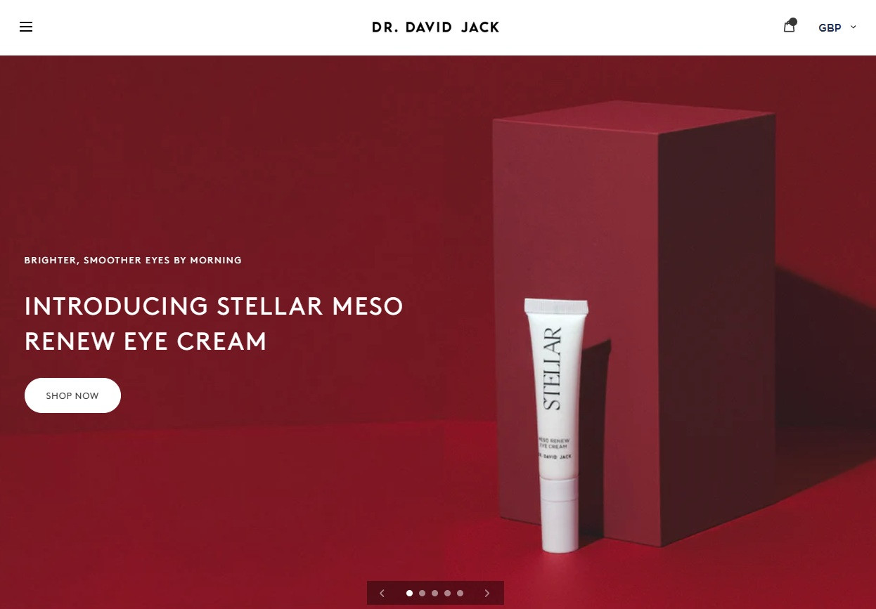 Drdavidjack stellar meso eye cream. Premium skincare product display.