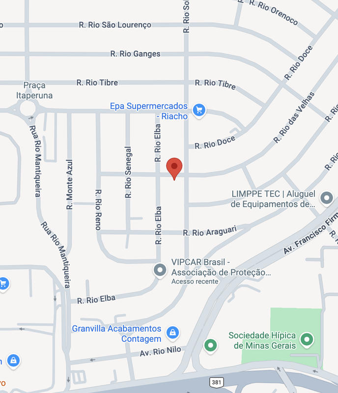 Mapa de cobertura da Gerais Desentupidora em Contagem e Grande BH