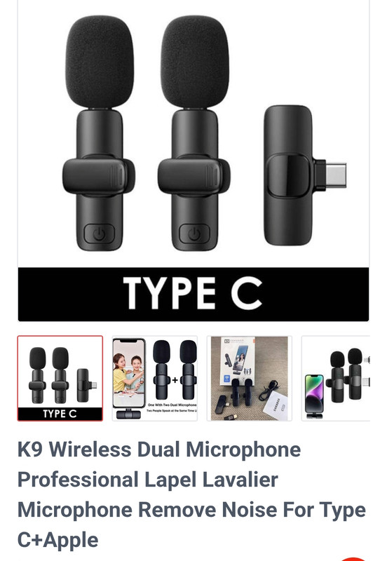 K9 Wireless Dual Microphone  Professional Lapel Lavalier  Microphone Remove Noise For Type