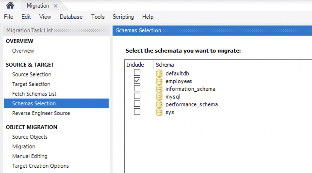 Database Selection