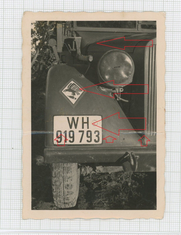 Foto Wehrmacht LKW taktisches zeichen des Artl. Geschütz Zuges (mot) 35