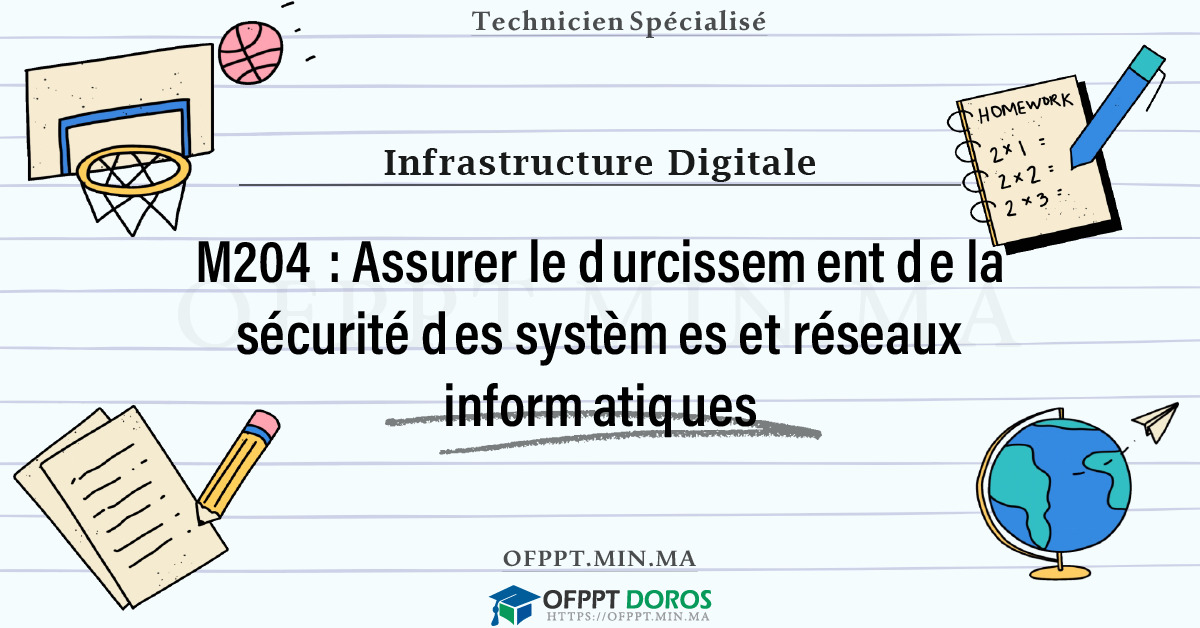 Sommaire détaillé du cours Assurer le durcissement de la sécurité des systèmes et réseaux informatiques M204 OFPPT - Structure du module