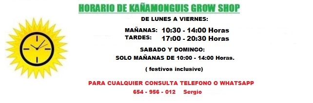 HORARIO, LOCALIZACIÓN Y WHATSAPP DE GROW SHOP KAÑAMONGUIS SAGUNTO