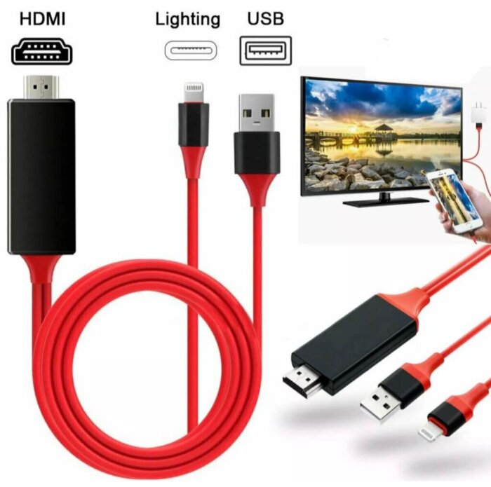 Cable HDMI a Lightning para conectar iPhone o iPad a un televisor.