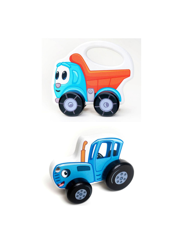 Russian Wooden Gurney Blue Tractor 