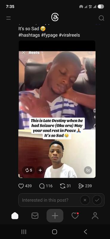 Video of Late Destiny boy Final Moments Seizure (Oku Oru)