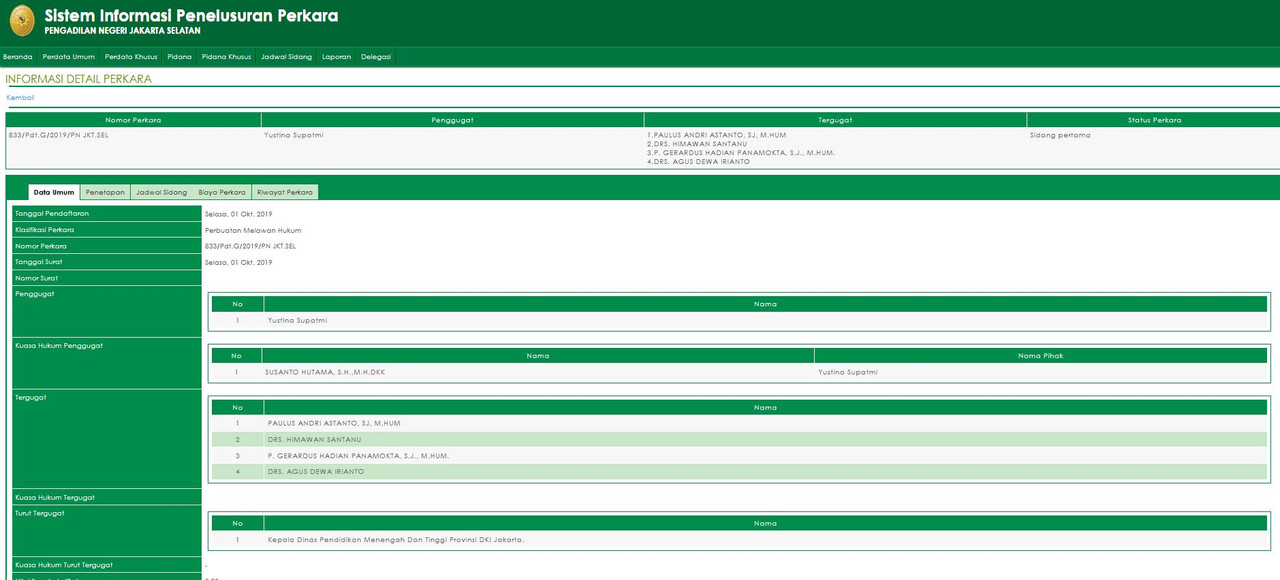 Informasi Detail Perkara