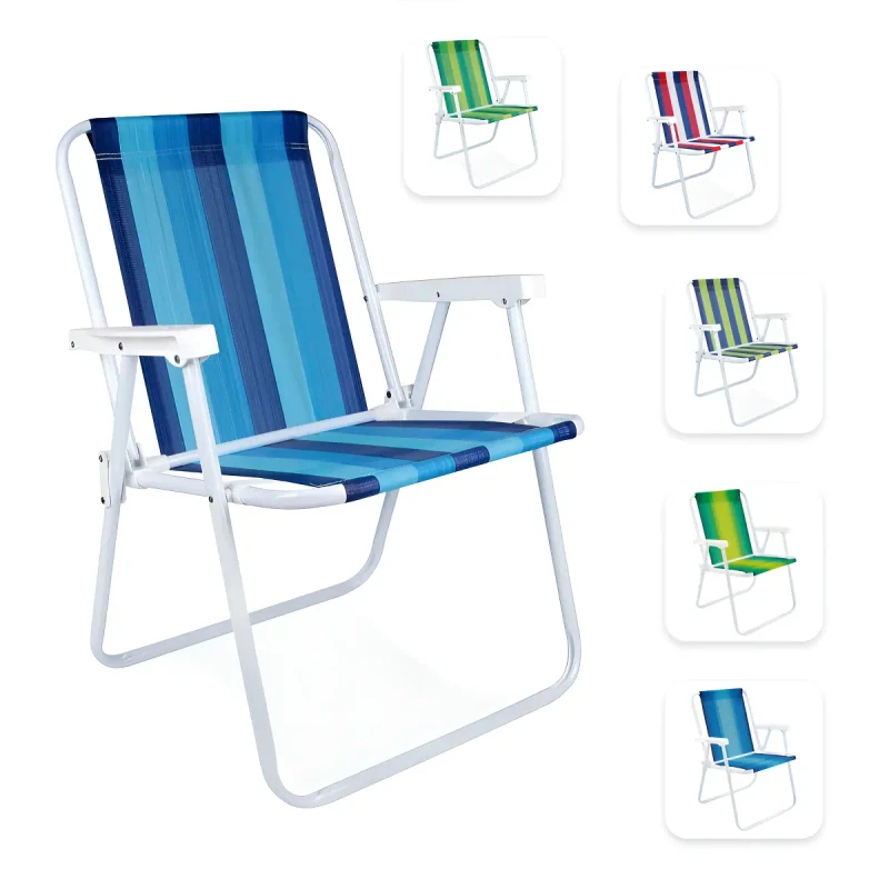 Cadeira De Praia Aço MOR - Super Resistente Portátil Camping Piscina Jardim - CORES VARIADAS