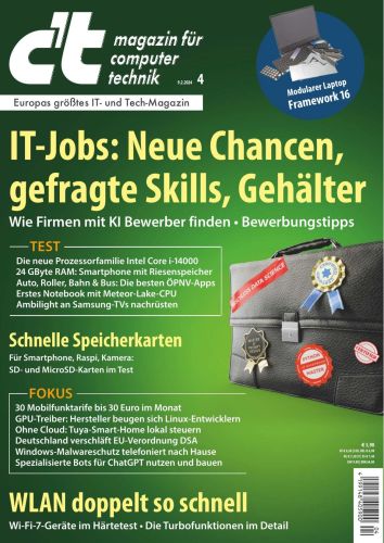 Cover: ct Magazin fuer Computertechnik No 04 vom 09  Februar 2024